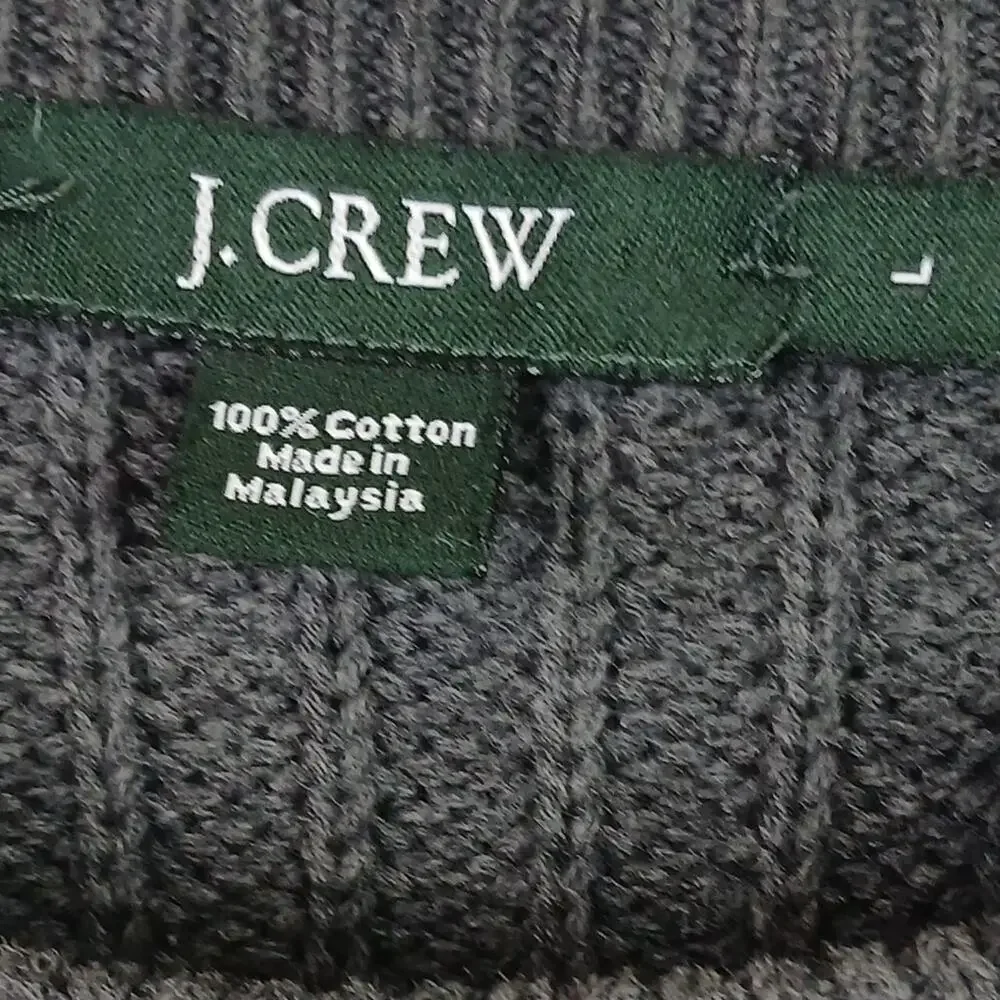 J.Crew Men’s SZ L VTG Chunky Cotton Ribbed Sweater -Holiday 2004-Charcoal